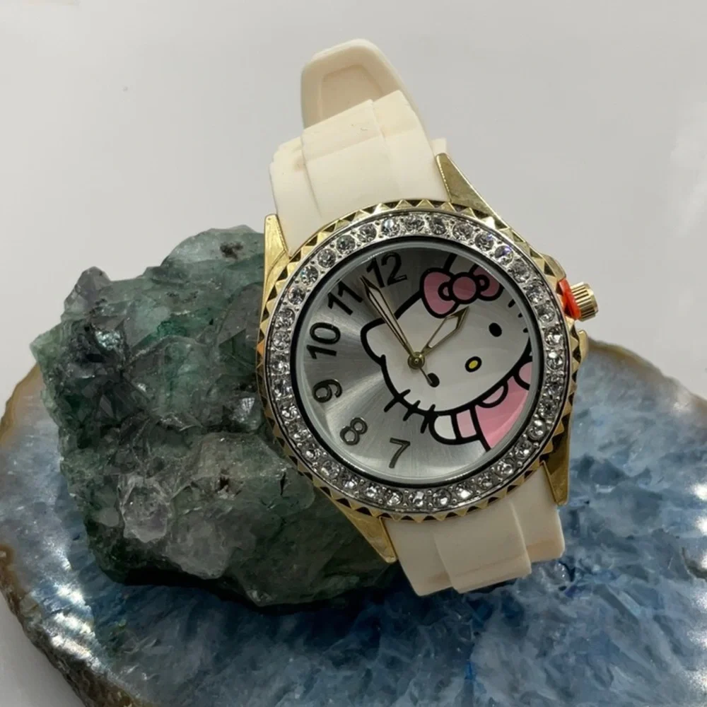 Hello Kitty Pink & Black Polka Dot Trinket Box Featuring Hello Kitty Watch - Picture 3 of 11